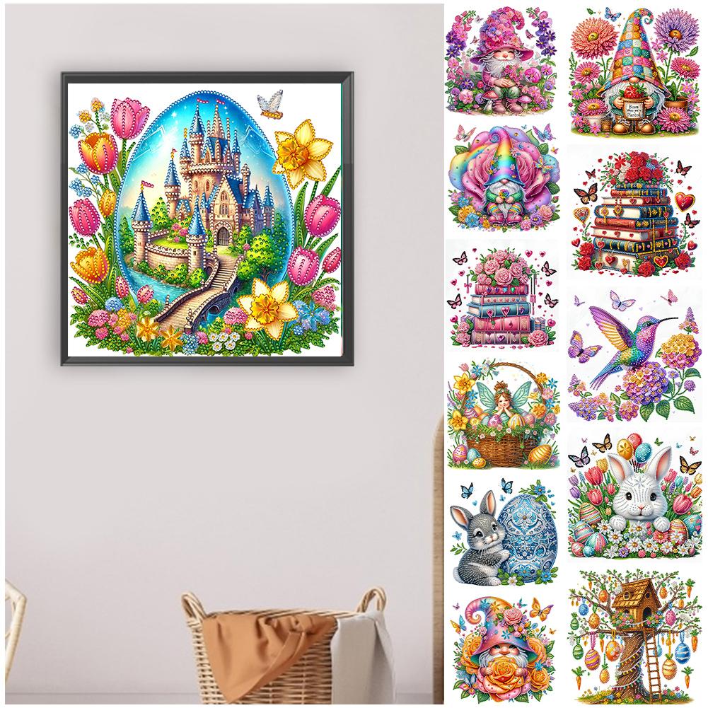 Kreatives Oster-Dekorations-Set 5D DIY Teilweise Speziell Geformter Bohrer Diamantmalerei-Set Heimdeko für Schlafzimmer Wohnzimmer 30x30cm