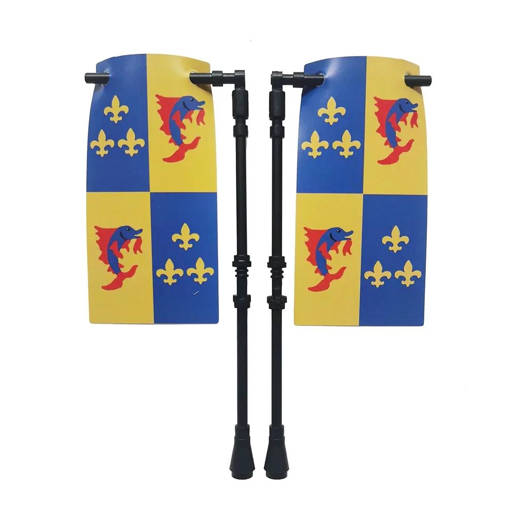 Klocki Budowanie Flag Miasta-Państwa Średniowieczne Postać Wojskowa Flaga Broń Starożytne Święte Cesarstwo Rzymskie Jerozolima Rycerz Świętego Łazarza Legion Zabawka