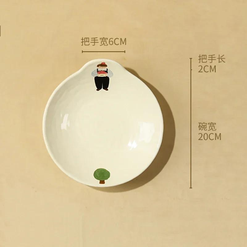 Cartoon Anime Circular Ceramic Plate High End Restaurant Afternoon Tea Fruit Dessert Plate Home Pasta Plates Exquisite Tableware