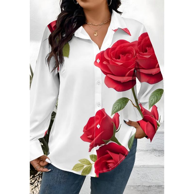 Ladies' long sleeved shirt, 3D printed, fashionable outfit