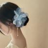 Atmosphere Floral Tassel Sweet Hairpin At The Back of The Head Fabric Pearl Hairpin Hair Accessory Luxury Exquisite Hairpin New