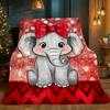 Cute Elephant with Red Bow Sparkle Background Flannel Blanket Baby Girl Gift Kids Room Decor Soft Plush Throw Cozy Bedding Cover