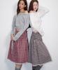 Opening Sunshine Check Smoke Lace Pleated Skirt Brown