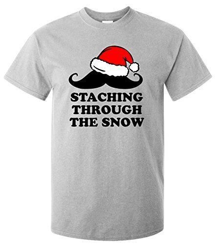 

Staching Through The Snow Men s T-Shirt Winter Christmas Santa Rudolph Funny 3XL