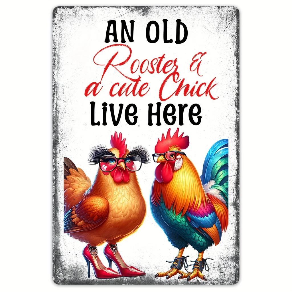 Vintage aluminiumskyltar för kycklingfarm för mysig kaféinredning