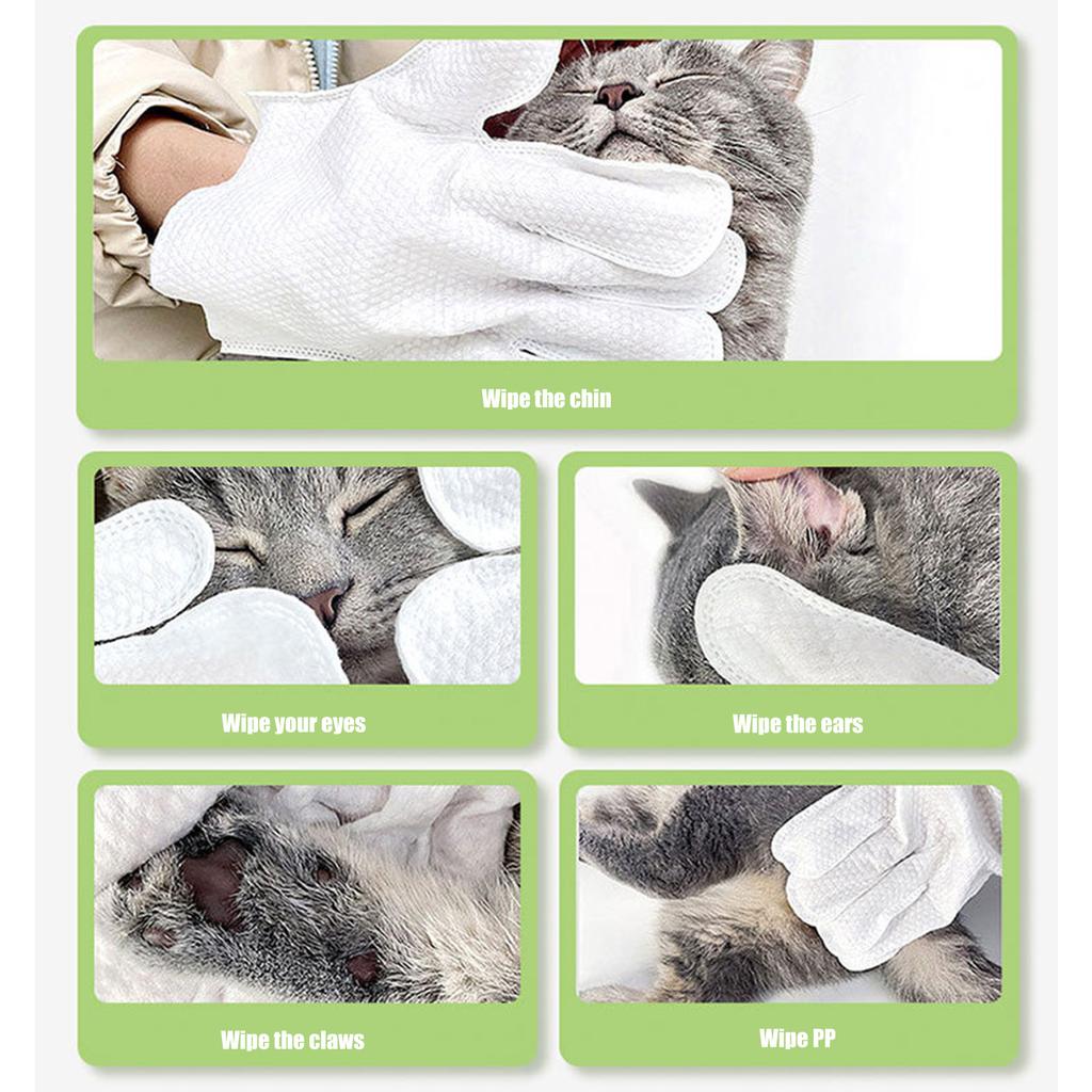 Disposable Pet Cleaning Wipes Gentle Paws Ear Eye Thick Nonwoven Fabric Gloves Wipes For Daily Grooming of Dog Cats