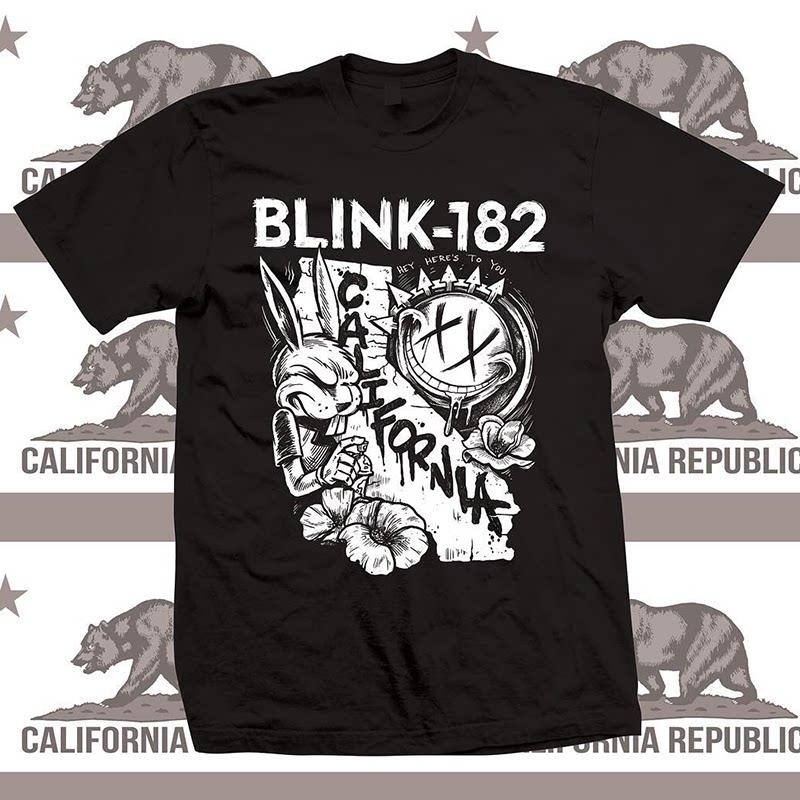 New Blink 182 - The Smiling Punk Rabbit Graffiti Rabbit Illustration - American Retro High Street Vintage Streetwear T-shirt