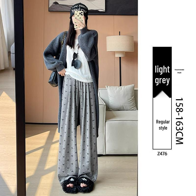 2025 Women's High Waist Soft Wide-Leg Pants with Bow, Slimming Fit, for Spring & Autumn