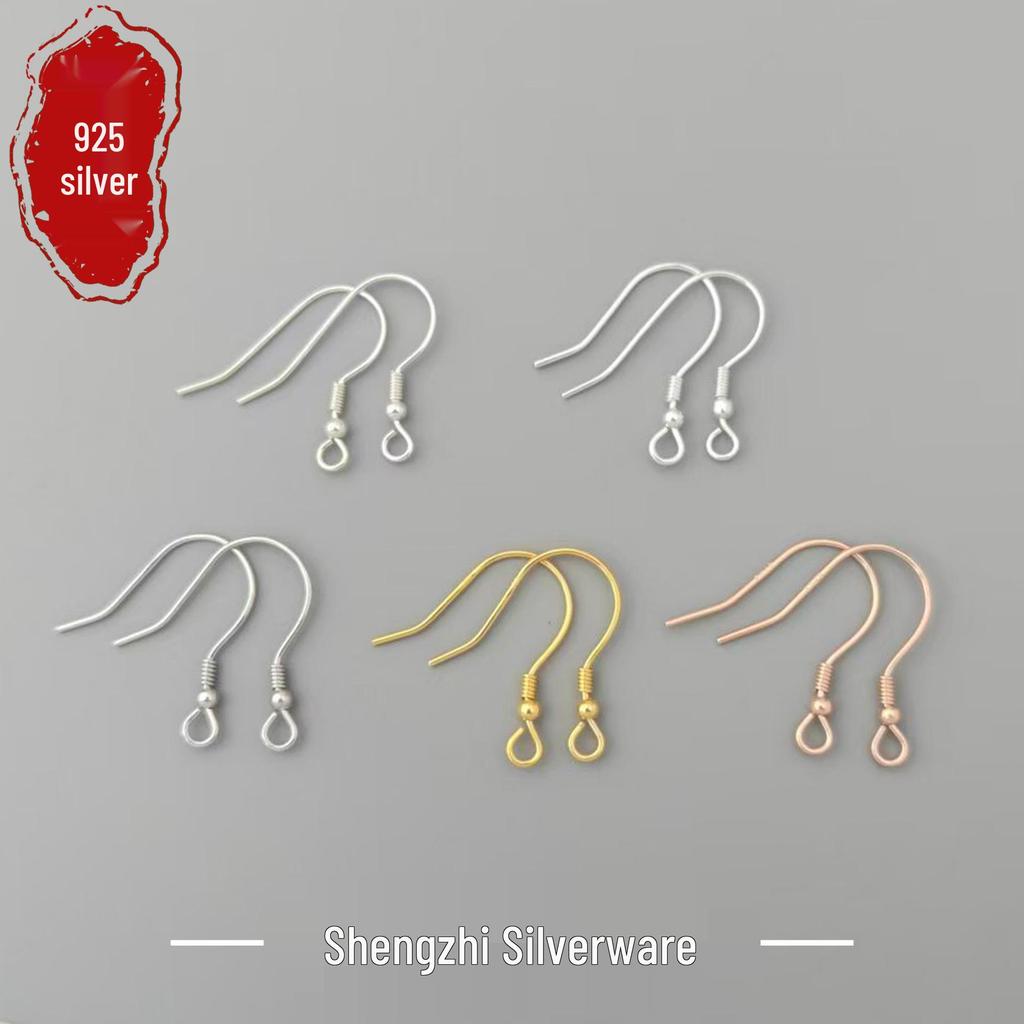 S925 Sterling Silver U-Shaped Ear Hook Ring with Plain Silver Components