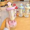 Cute 700ml Flower Tea Glasses Large Capacity Leak Proof Water Bottle with Straw Straw Cup for Girls