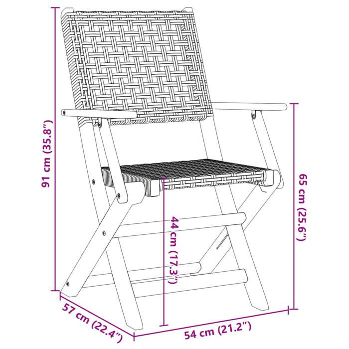 VidaXL Ensemble de bistro 3 pcs noir résine tressée et bois massif, ensemble de bistro de jardin, ensemble de balcon, 3281850