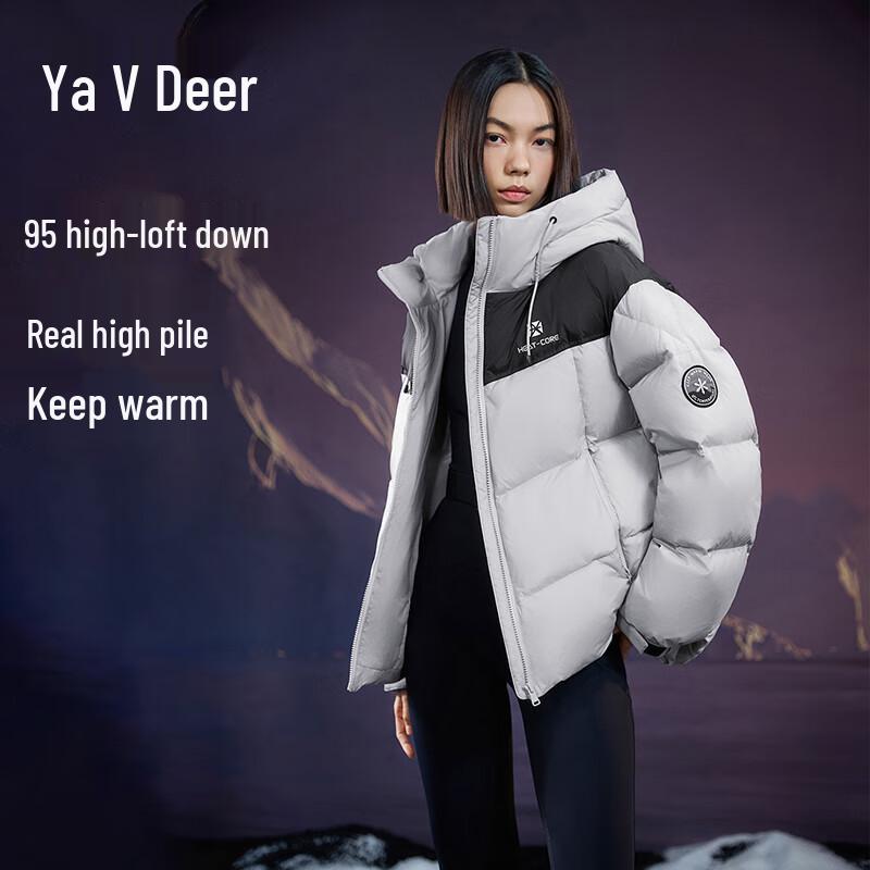 

Женская короткая пуховая куртка Yalu с капюшоном и цветными блоками L