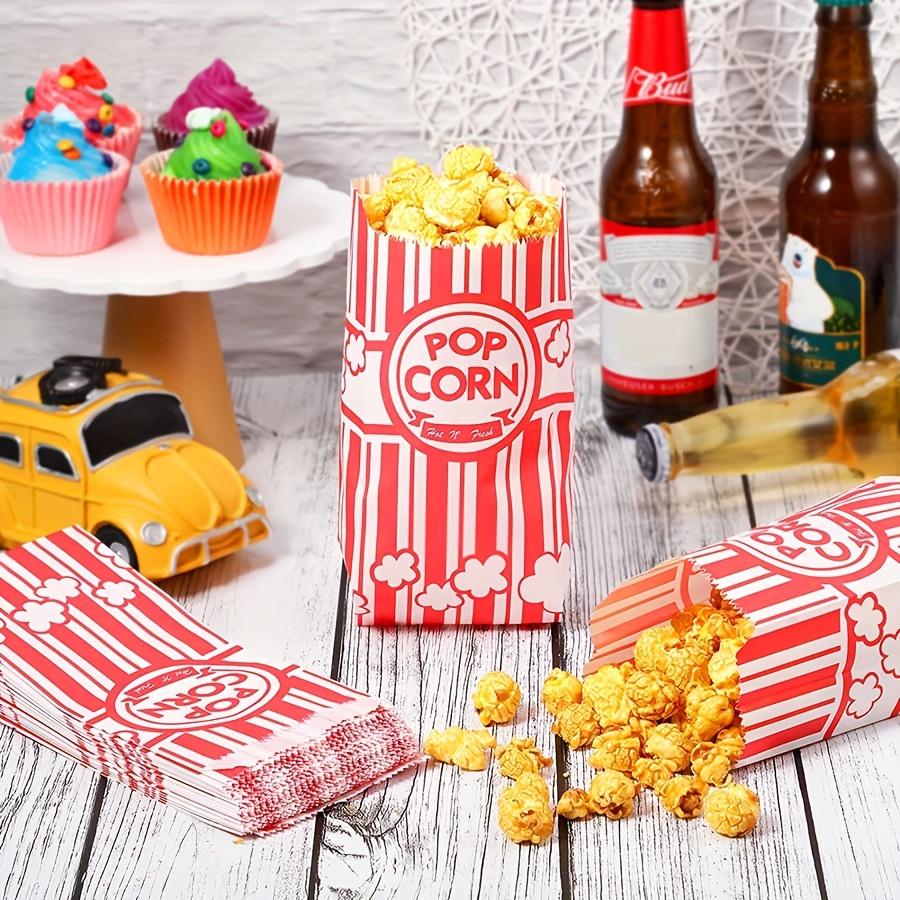 200pcs Popcorn Favor Bags Red Striped Candy Paper Bags Nougat Biscuit Bread Toast Bags For Movie Birthday Party Snacks Goods Bag