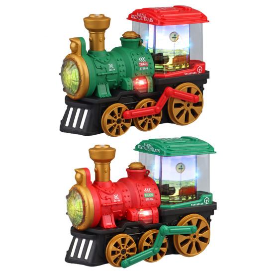 Kids Electric Locomotive Train Retro Colorful Light Music Children Spray Steam