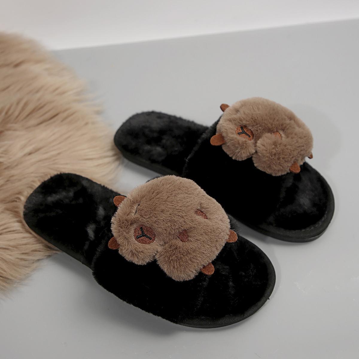 

Модные новые женские комнатные теплые домашние тапочки женские тапочки для спальни нескользящие сандалии комфортные плюшевые домашние тапочки обувь осенне-зимние шлепанцы женские 42-43