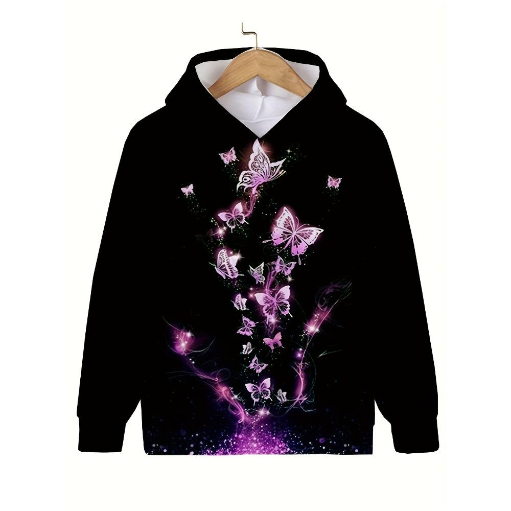 Children's Clothing Hoodies Children Top Long Sleeve Casual 3D Butterfly Print Girls Summer Autumn Clothes Girl Clothing Tops