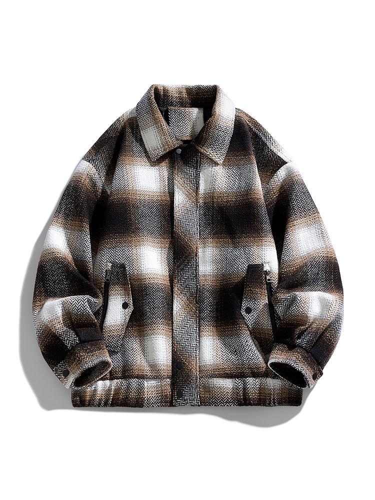 Velvet Warm Retro Plaid Casual Men's Zipper Jacket - 2025 Winter Collection