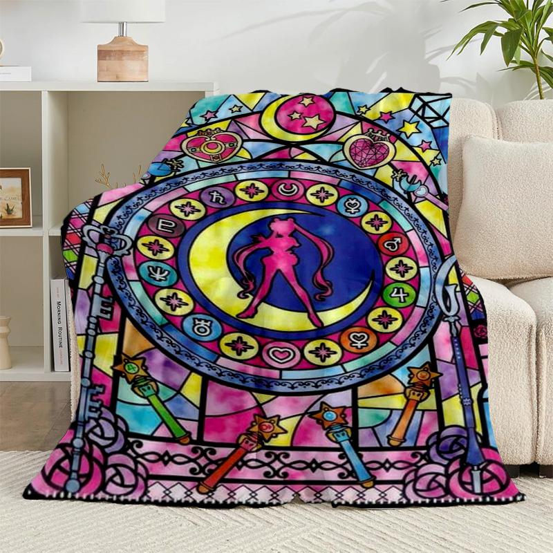 1PC Sai-lor anime Characters Flannel Blanket Gift, Suitable for Both Men And Women, Soft Ideal for Beds And Sofa, Birthday Or Christmas Gift