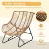 Gartenlounge, Rattan-Optik, Outdoor-Sessel, mit Kissen, Metallgestell, 75x101x90 cm, Natur/Khaki/Schwarz