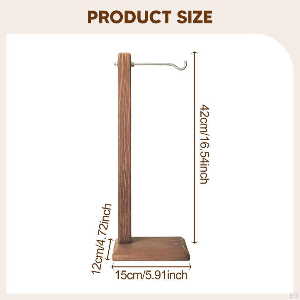 Decorative Wooden Wind Chime Holder Elegant Ornament with Metal Hook Suitable for Living Room