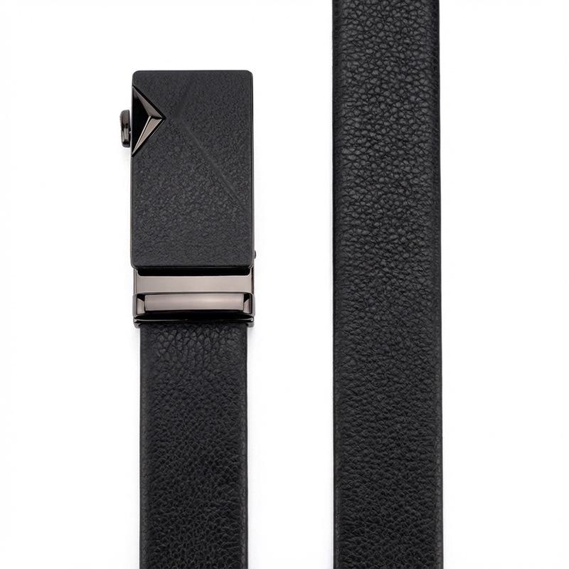 Men's Genuine Leather Automatic Buckle Belt - Top Layer Cowhide, Alloy, Fashionable, Versatile, Casual.