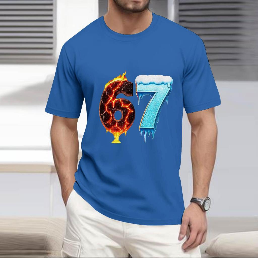 Men's Popular T-shirt Printed Round Neck Short Sleeve T-shirt