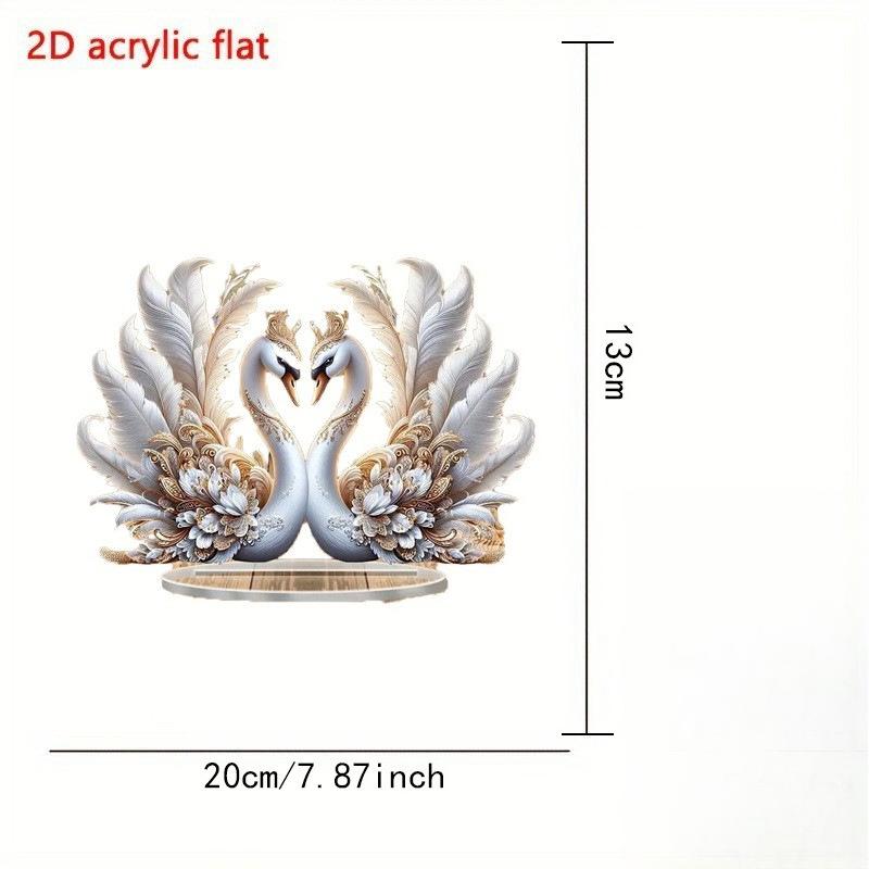 2D flache Acryl-Schwanen-Schreibtischdekoration, mit Sockel, geeignet für Wanddekoration, Veranda, Zimmer, Villa, Akzente Zuhause, Flur oder Arbeitsplatz - Rustikales Far