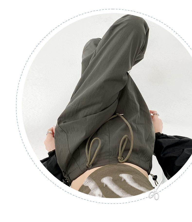 Women's Quick-Dry Military Green Cargo Pants - Spring/Summer Sun Protection, Straight-Leg, Casual Wide-Leg for Sports.