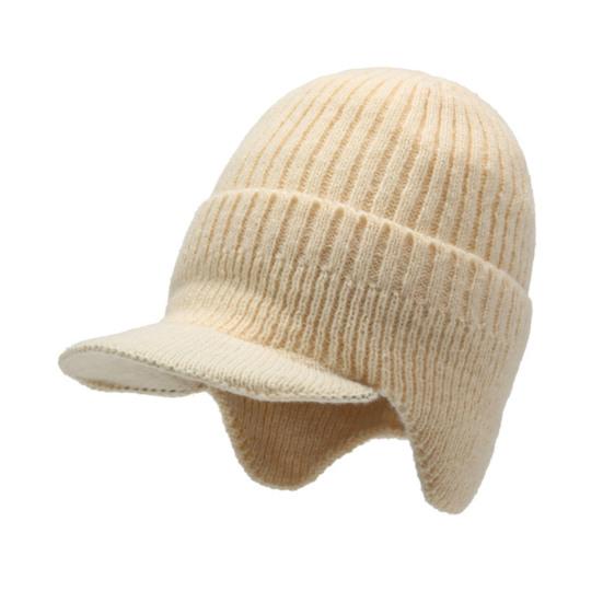 Winter Knitted Hat Solid Color Men Women Thickened Fleece Lining All-weather Hat Cold Weather Outdoor Headwear