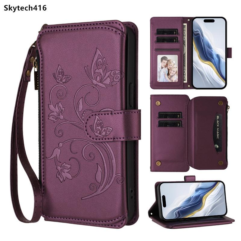 Casing For OukItel C37 C38 C50 C51 C53 C57 C57S C58 C59 C65 Pro Case Zipper Butterfly Wallet Leather Card Slot Flip Skin Cover OukItel C59 фиолетовый