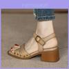 Sommer Damensandalen mit französischem mittlerem Absatz und Kreuzriemen für das Büro