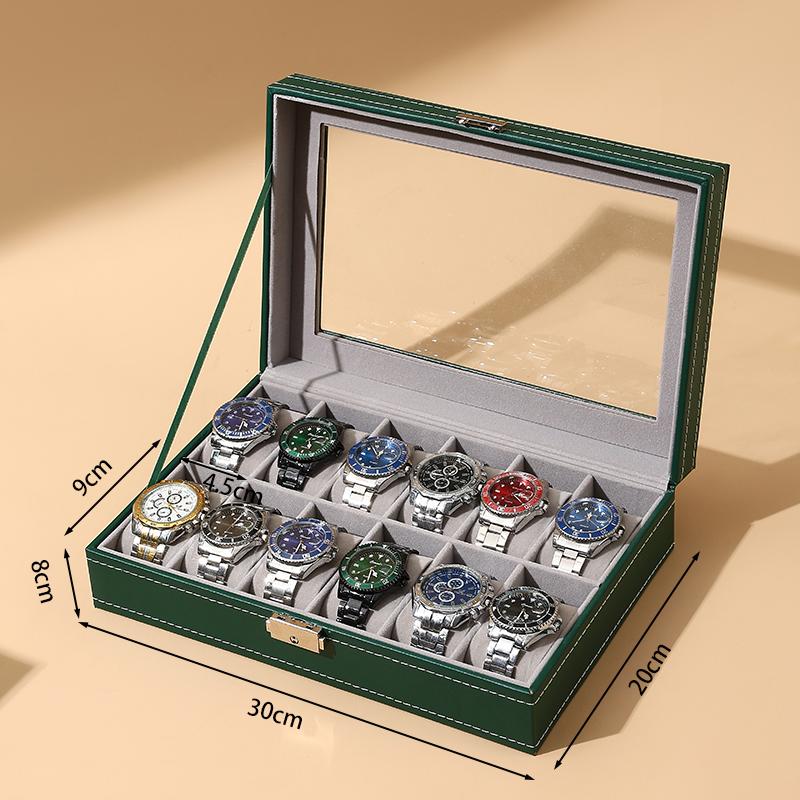 Delesys 2/3/4/5/6/8/9/10/12/20 Slots Household Multi Functional Watch And Jewelry Storage Box Pu Leather Watch Display Case