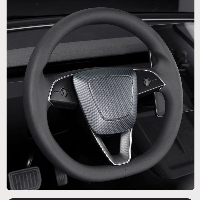 

For Tesla Model Y Juniper Model 3 Highland Real Carbon Fiber Steering Wheel Patch Decorative Sticker New Modified Accessories For Model Y Juniper матовий чорний колір