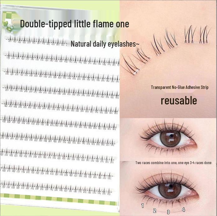 Ying Lier Natural Cluster Fox-Eye Eyelashes - Beginner-Friendly and Glue-Free