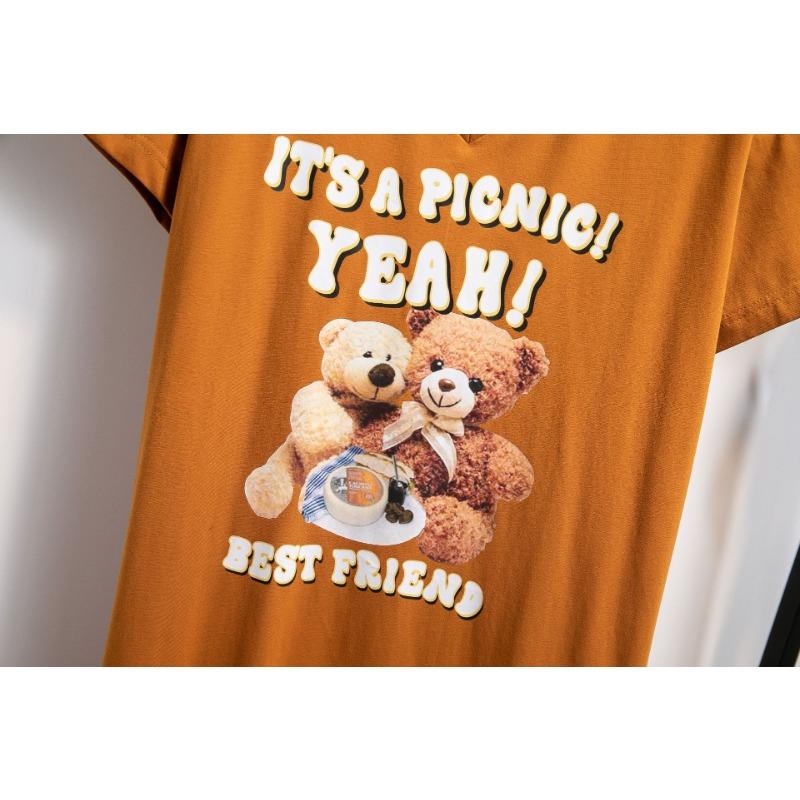 Plus Size Women's T-shirt Dress Summer V-neck Slim Dresses