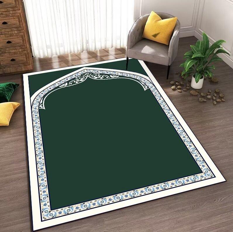 Muslim Prayer Carpet Flannel Worship Blanket Kneel Embossing Floor Mats Washable Non-slip Soft Portable Rug Travel Prayer