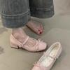 Fashion Women's Ballet Shoes 2025 Autumn New Fashion Bow Knot Buckle Strap Mary Jane Shoes Luxury Outdoor Non Slip Party Chunky Heels