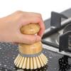 2Pcs Bamboo Dish Brush Flexible Bristles Ergonomic Handle Oil Proof Stain Removal Sink Plate Bowl Pan Scrub Cleaning Scrubber Kitchen Supplies