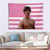 Arazzo Miguel Mora Bandiera Americana Rosa, Arte da Parete Estetico, Morbido Appeso a Parete in Poliestere per Camera da Letto, Stanza dei Fan, Regalo