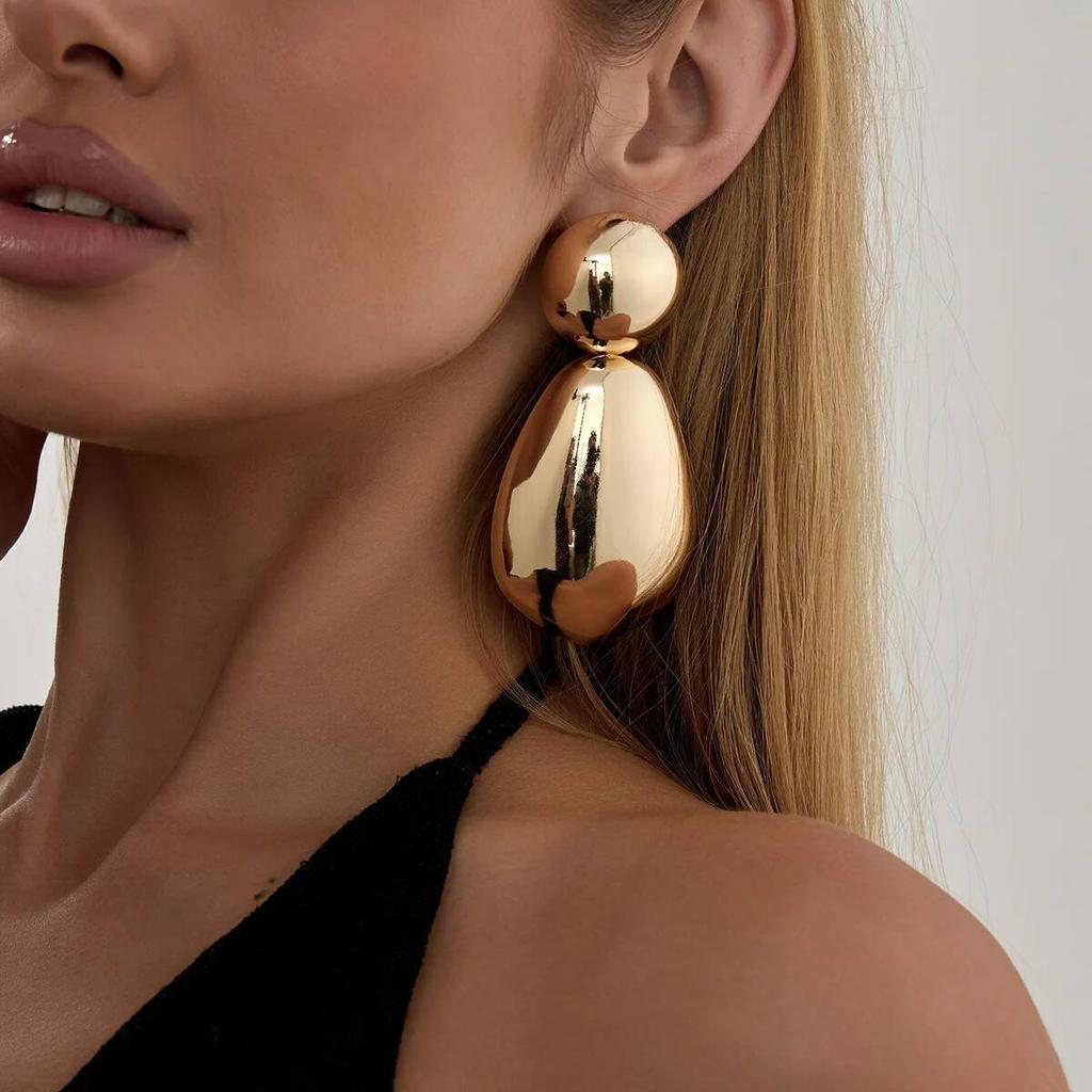IngeSight.Z 6Style Retro Exaggerated Irregular Geometric Stud Earrings Women Creative Punk Metal Piercing Earrings Charm Jewelry