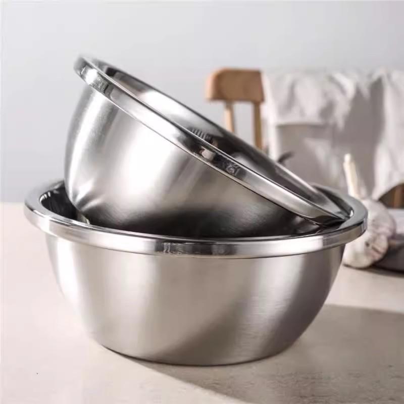 Bol Multiusage en Acier Inoxydable pour Mélanger, Laver, Cuisiner et Pétrir - Grand, Conception à Bord Roulé pour Usage en Cuisine