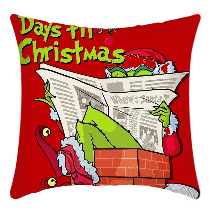 New Christmas Elk Christmas Elf Print Pillow Home Sofa Cushion Cover