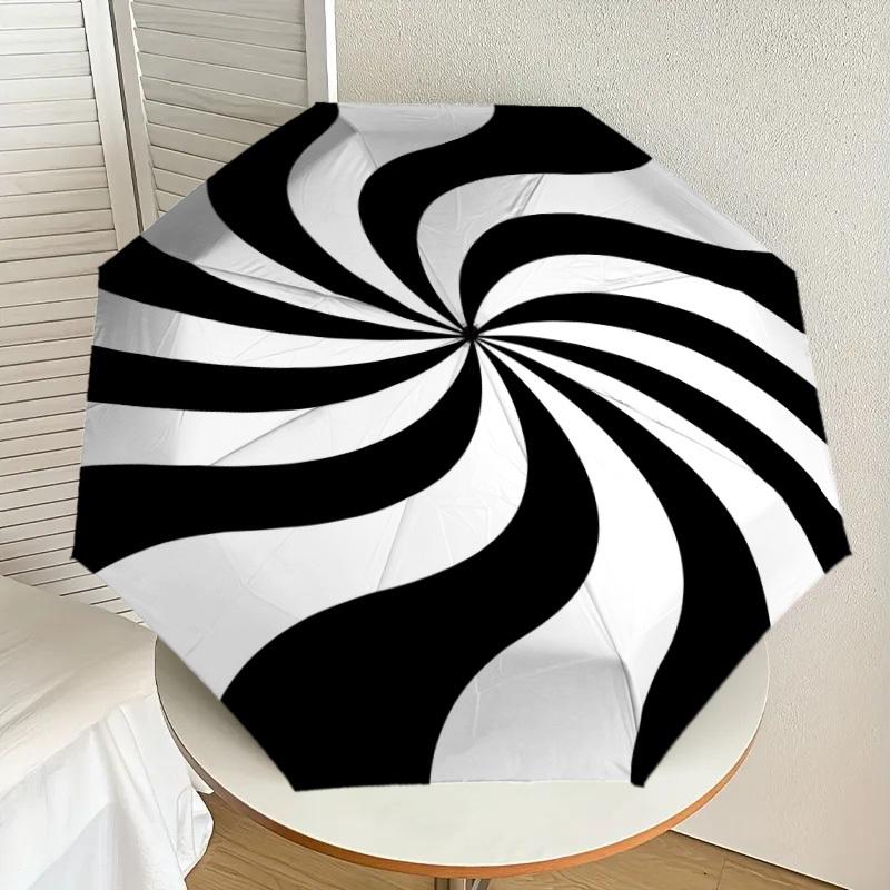 1pc swirl pattern Automatic Open/Close Umbrella with Windproof, 8-Rib Sturdy Canopy, Durable Ribs, Fashionable Design1240A