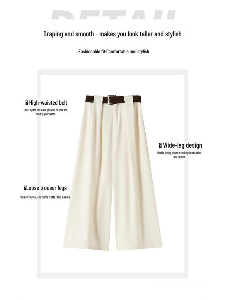 Women's Summer Black High-Waisted Wide-Leg Floor-Length Trousers