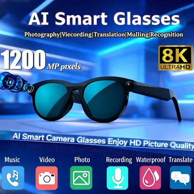 Occhiali Intelligenti 2026 Occhiali da Sole con Traduzione AI Chiamate Bluetooth Lettore Musicale Controllo Fotocamera Occhiali per Registrazione Video per Uomo Donna Stabilizzazione dell'Immagine