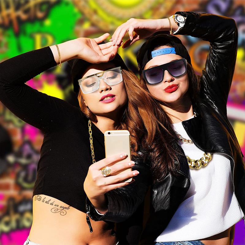 Hip-hop Exaggerated Punk Alloy US Gold Chain Necklace Glasses Ring Bracelet Set