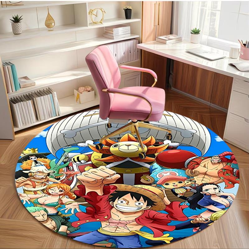 One Piece Druck Runder Teppich, Waschbarer Bodenläufer, Für Eingangsbereich Studentenwohnheim Waschküche Büro Arbeitszimmer, Heimdekoration Geburtstag Weihnachtsgeschenk