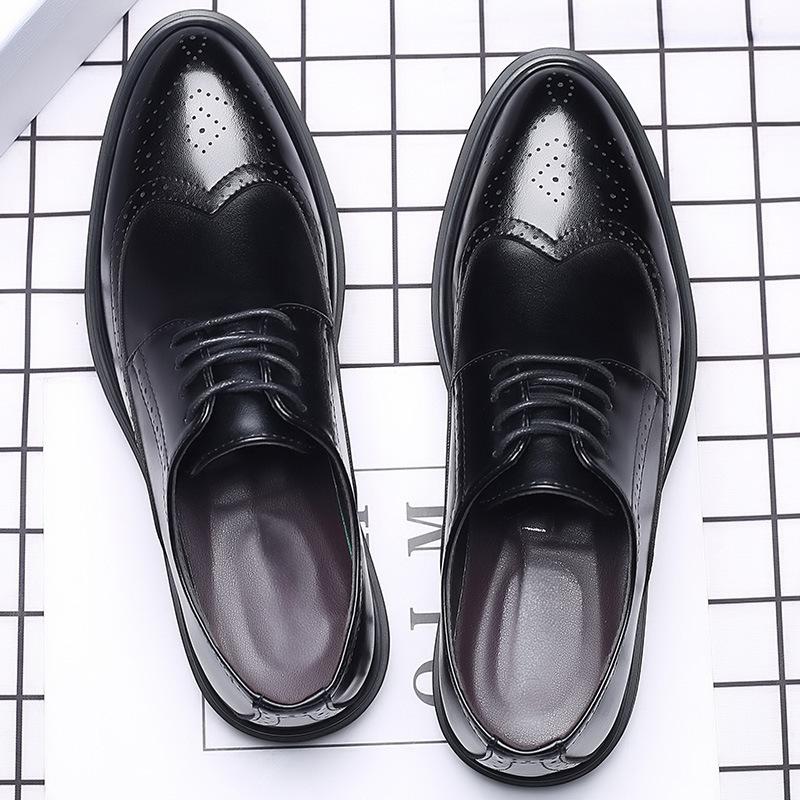 New Men's Brock Leather Shoes Business Casual British Dress Leather Shoes Korean Edition Shoes Men's Breathable