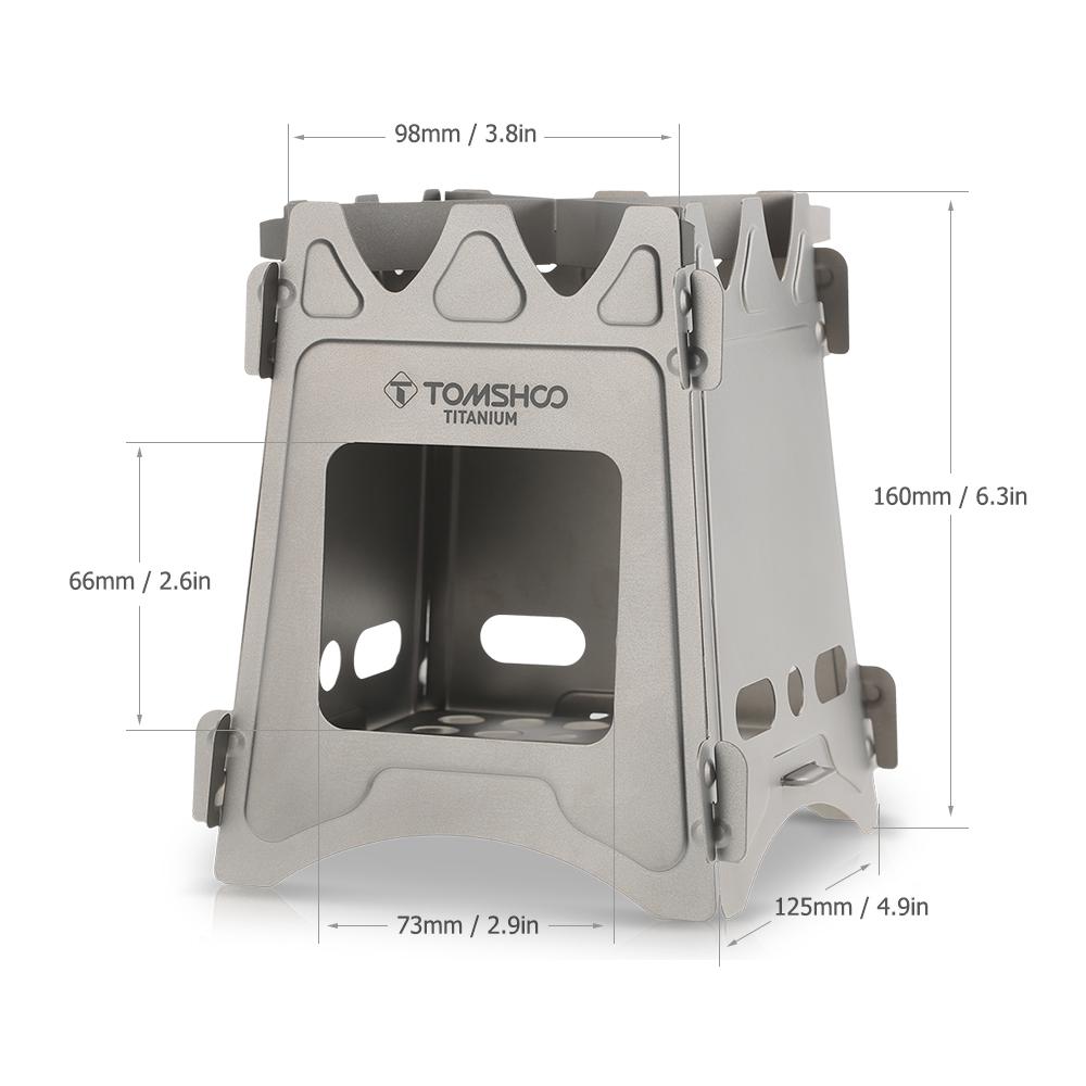 Camping Wood Stove with Bellow Portable Folding Lightweight Titanium Wood Burning Backpacking Stove for Outdoor Survival Cooking