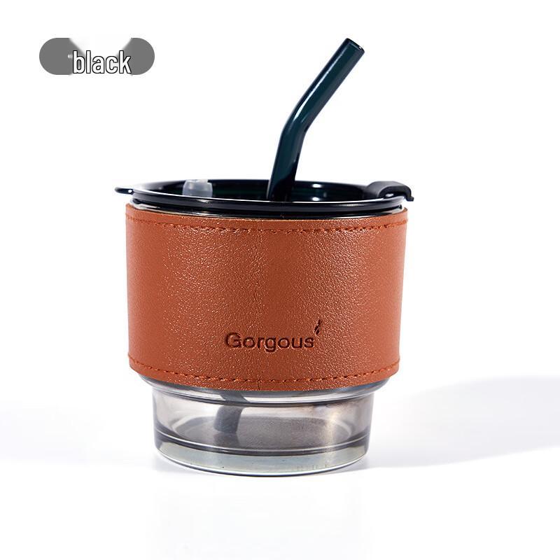 TingLe Bamboo Joint Heat-Resistant Glass Cup with Straw